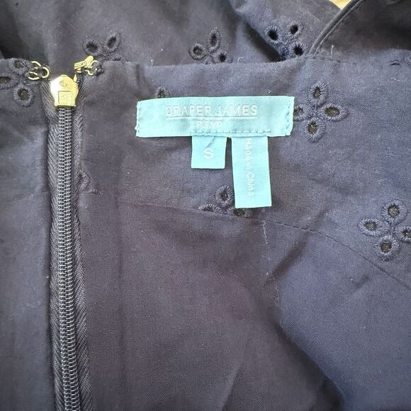 Draper James Puff Sleeve Eyelet Dress Size S‎ Navy Blue - Picture 4 of 8